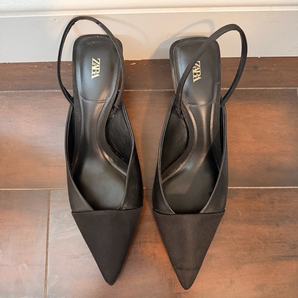 Zara Slingback Heels Black Gold - Picture 6 of 10